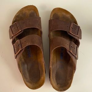 Birkenstock Arizona Sandal - Leather Habana Color Sz 39 (8-8.5 Womens)